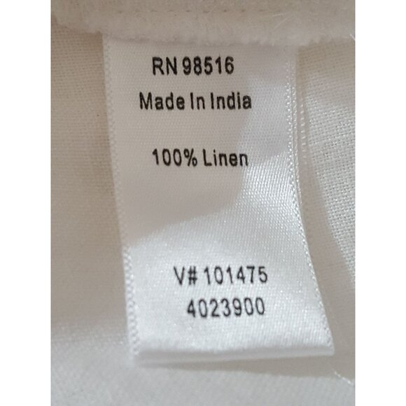 Coldwater Creek Linen Blouse Womens S Long Roll Tab Sleeve V Neck White Button - Picture 7 of 8